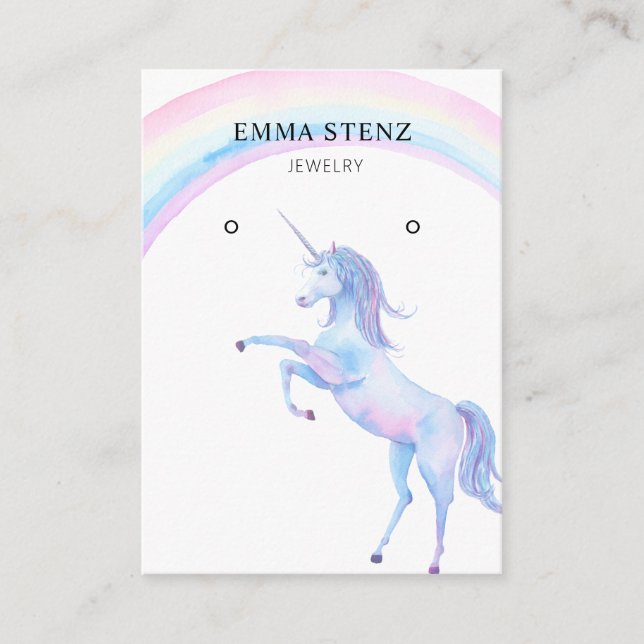 Pastel Unicorn Rainbow ・ Ökande Visning Card  Visitkort (Framsida)