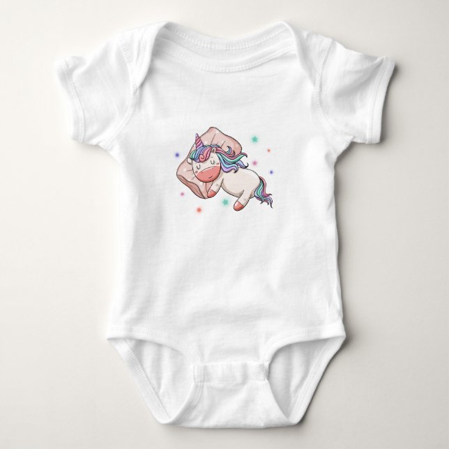 Pastel Unicorn sover T Shirt (Framsida)