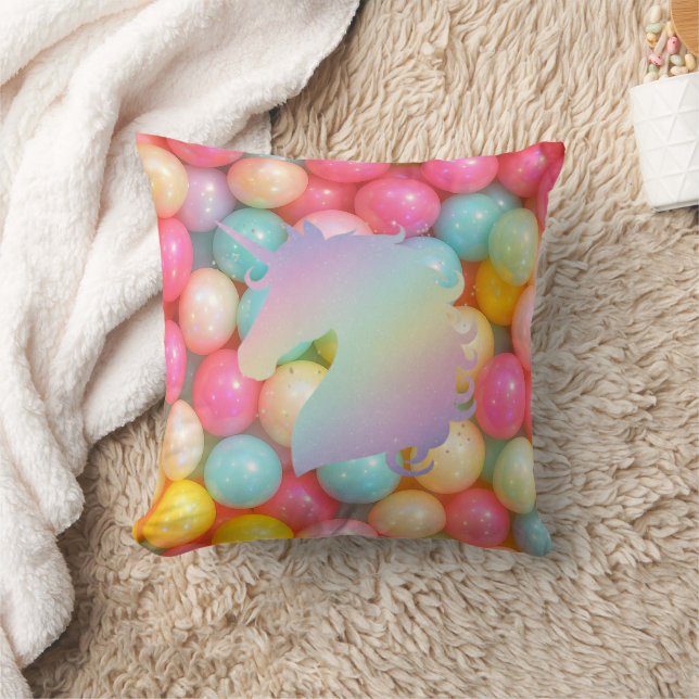 Pastel Unicorn Throw Pillow | Magical Rainbow Home Kudde (Filt)