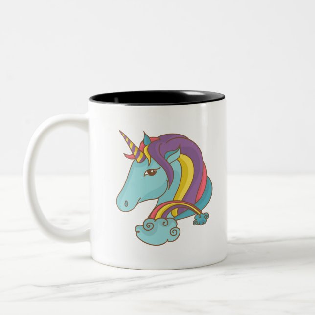Pastel Unicorn Två-Tonad Mugg (Vänster)