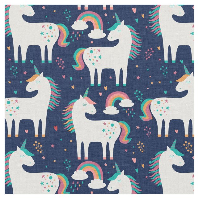 Pastel Unicorns & Rainbows Tyg (Närbild)