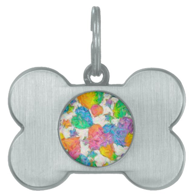 Pastel Valentine Hearts Namnbricka Husdjur (Framsidan)