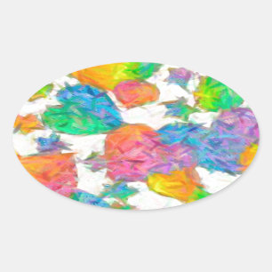 Pastel Valentine Hearts Ovalt Klistermärke