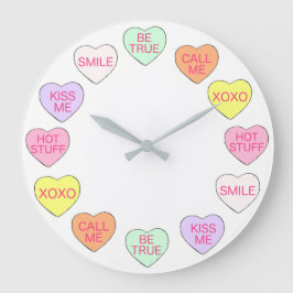 Pastel Valentines dags Candy Conversation Hearts Stor Klocka