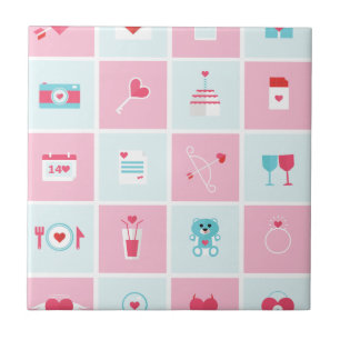 pastel valentines day kakelplatta