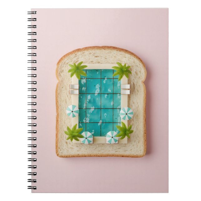 Pastel Vaporwave Pool Toast Anteckningsbok (Framsidan)