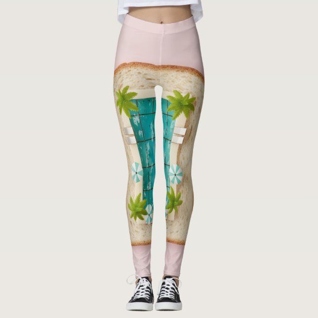 Pastel Vaporwave Pool Toast Leggings (Framsida)