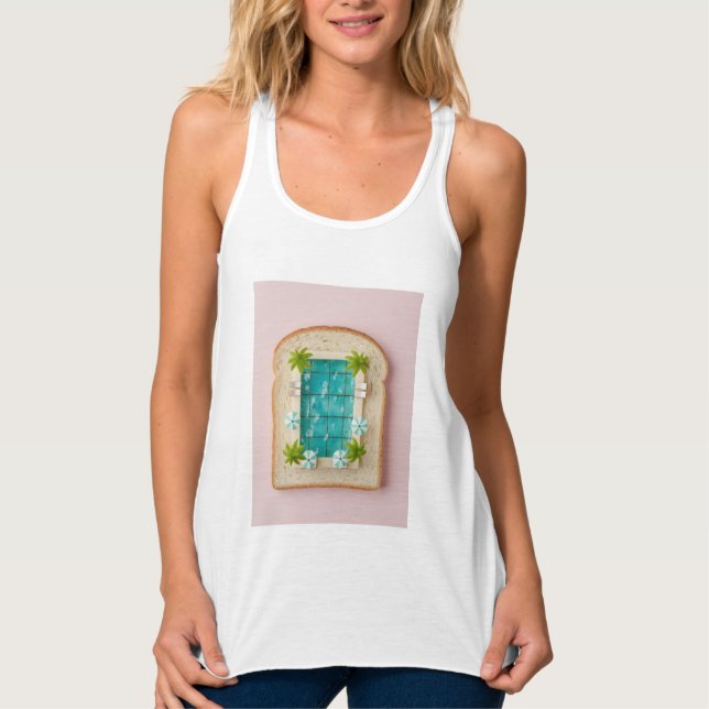 Pastel Vaporwave Pool Toast Linne Med Racerback (Framsida)