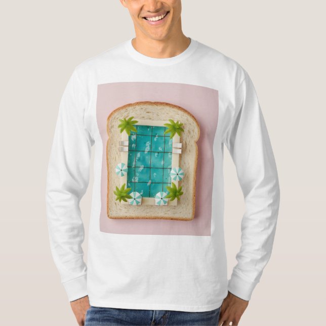 Pastel Vaporwave Pool Toast T Shirt (Framsida)