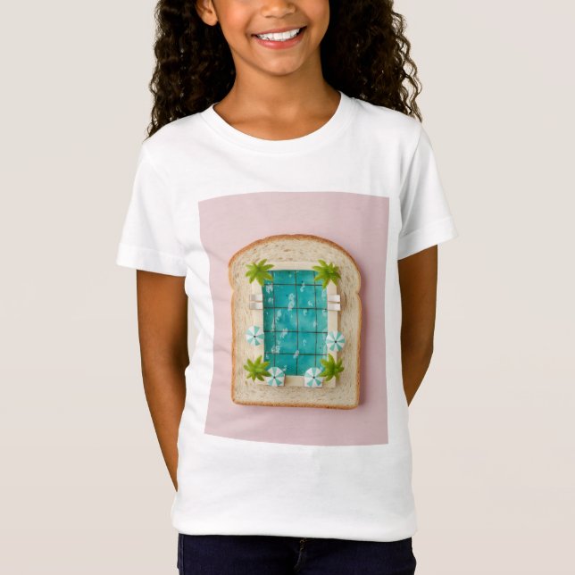 Pastel Vaporwave Pool Toast T Shirt (Framsida)