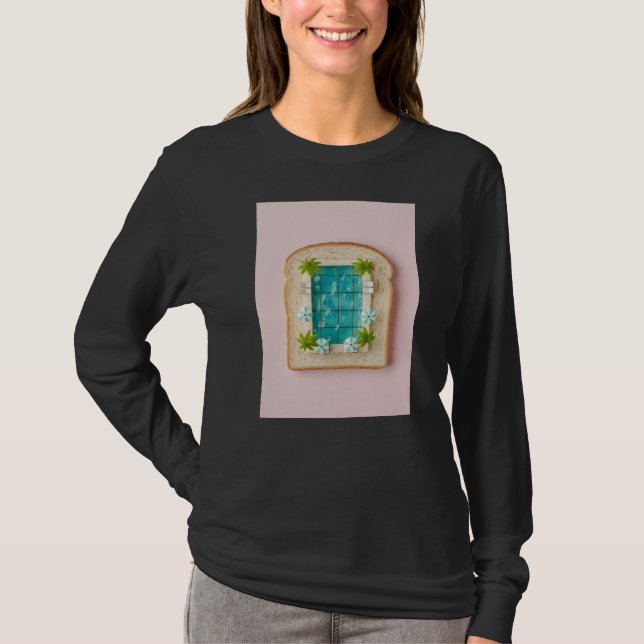 Pastel Vaporwave Pool Toast T Shirt (Framsida)