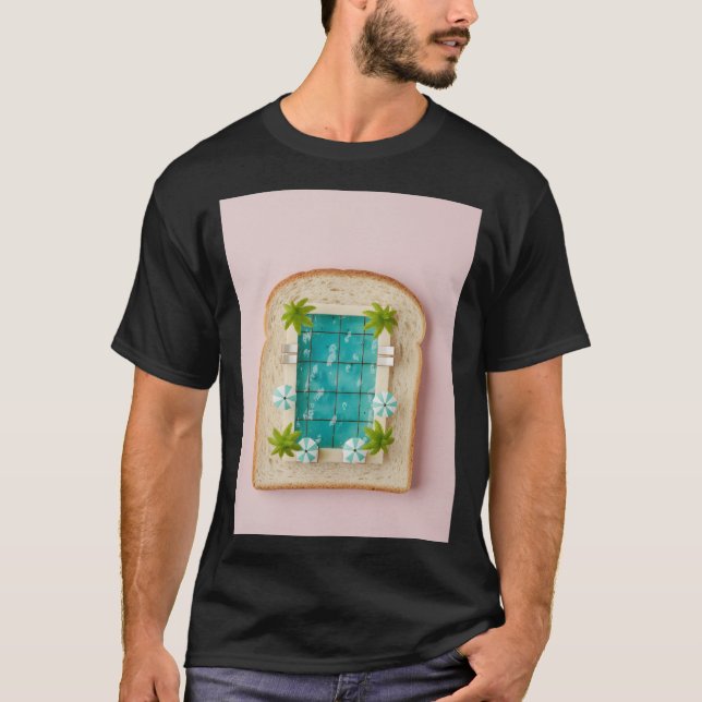 Pastel Vaporwave Pool Toast T Shirt (Framsida)