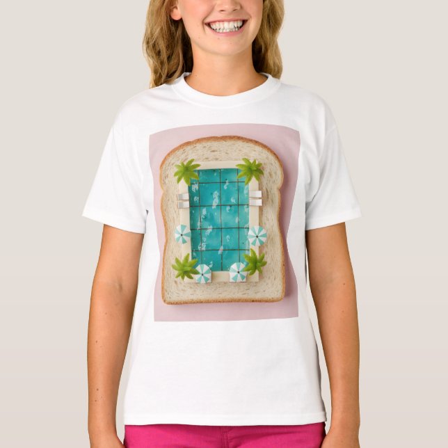 Pastel Vaporwave Pool Toast T Shirt (Framsida)