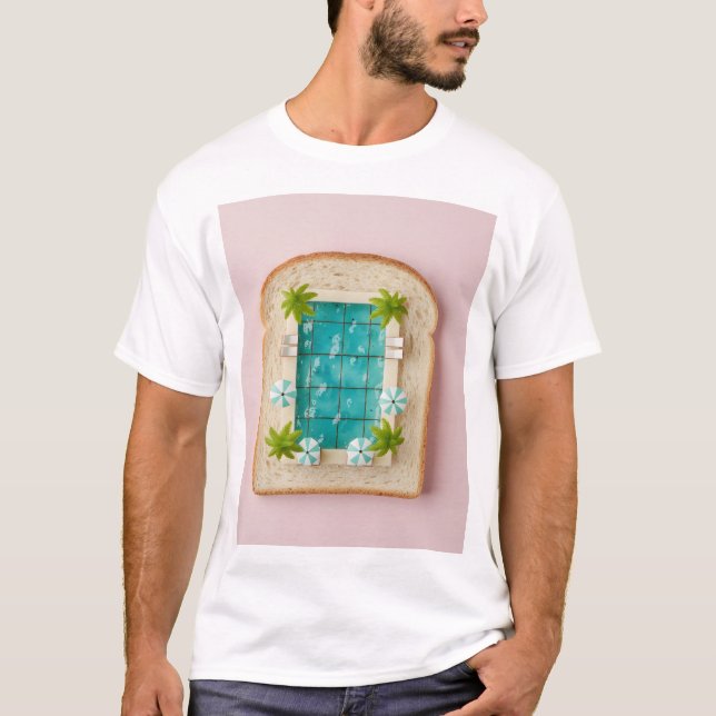 Pastel Vaporwave Pool Toast T Shirt (Framsida)
