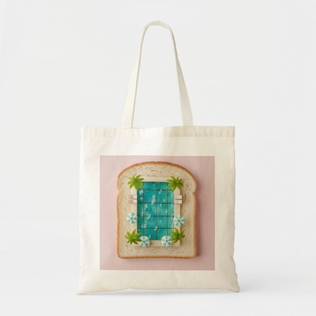 Pastel Vaporwave Pool Toast Tygkasse (Framsidan)