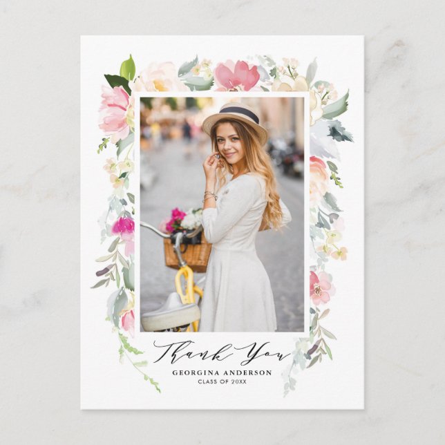 Pastel Vår Blommigt Blooms Studenten Tack Vykort (Framsida)