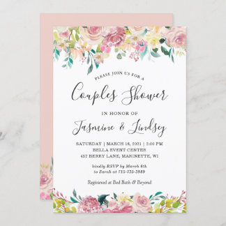 Pastel  Vår Blommigt Bröllop Par Shower för Inbjudningar