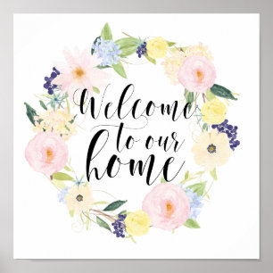 Pastel Vår Blommigt hälsning välkommen till vårt h Poster