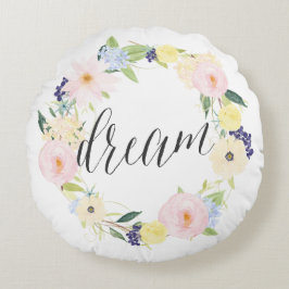 Pastel Vår Blommigt Utandning | Dream Round Pillow Rund Kudde