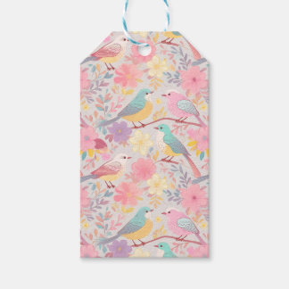 Pastel vår blommönster 02 presentetikett