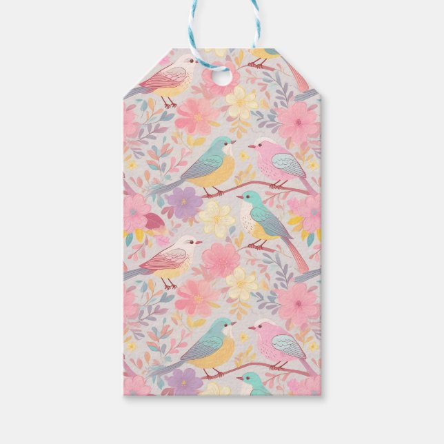 Pastel vår blommönster 02 presentetikett (Framsidan)