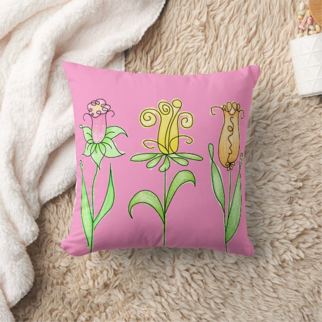 Pastel Vår blommor Kudde (Filt)