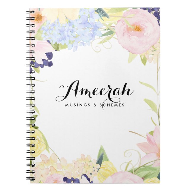 Pastel Vår blommor Personlig Anteckningsbok (Framsidan)