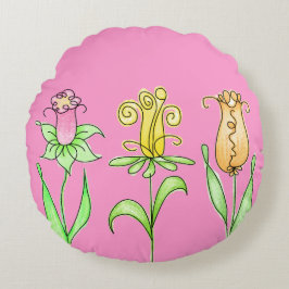 Pastel Vår blommor Rund Kudde
