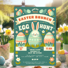 Pastel Vår Bunny Påskägg Hunt & Brunch Inbjudningar