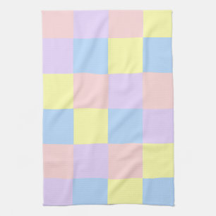 Pastel Vår Färg Checkers Kökshandduk