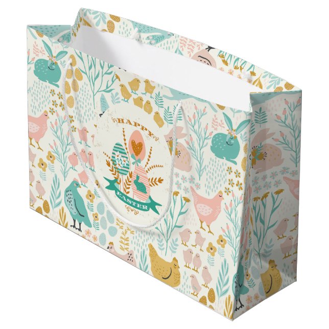 Pastel vår färg Påsk symboler mönster (Baksidan Vinklad)