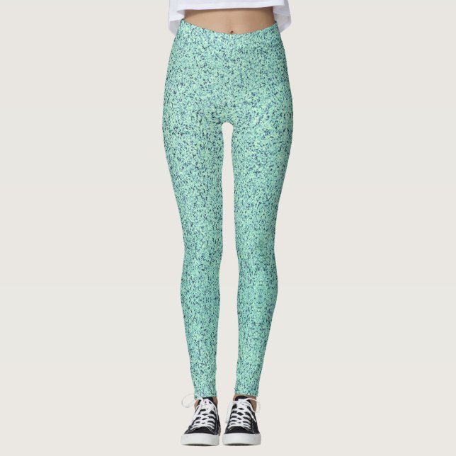 Pastel Vår Grönt Conreta Struktur Leggings (Framsida)