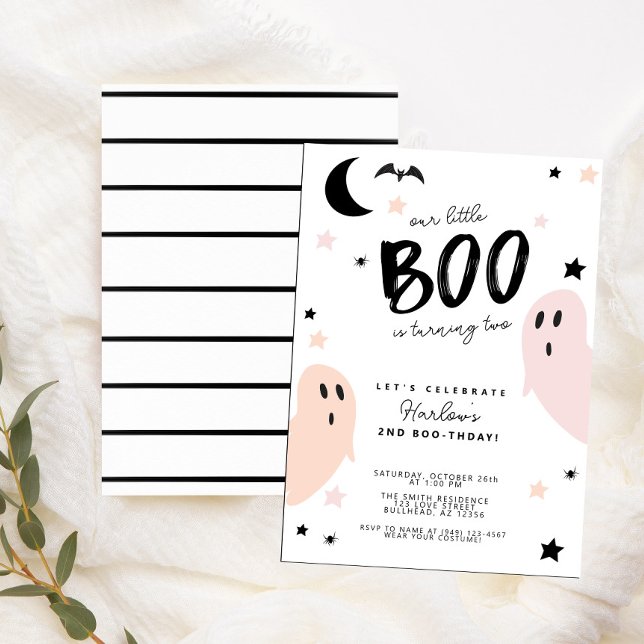 Pastel Vår lilla Boo Ghost Halloween Birthday Inbjudningar (Skapare uppladdad)