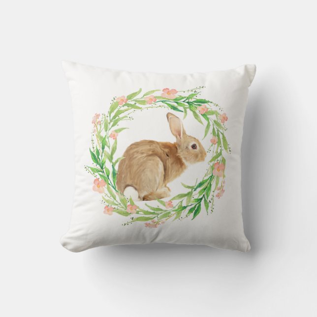 Pastel Vår Påskhare Utandning Kudde (Framsida)