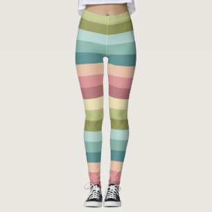 Pastel vår rand färgad mönster leggings