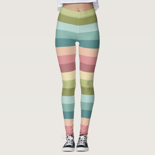 Pastel vår rand färgad mönster leggings (Framsida)