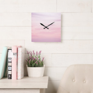 Pastel Västindien Sunset Himmel 1 #nature #art Fyrkantig Klocka