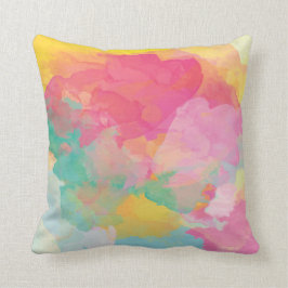 Pastel vatten färg rosa gult aqua decor vid kudde
