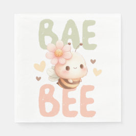 PASTEL VATTENFÄRGPEATUR OCH GRÖNT BEE PAPPERSSERVETT