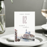 Pastel Venice Italien Canals Watercolor Bröllop Bordsnummer<br><div class="desc">Om du behöver anpassa dig ytterligare bör du känna dig fri att skicka e-post till mig på yellowfebstudio@gmail.com. eller via Zazzle.</div>