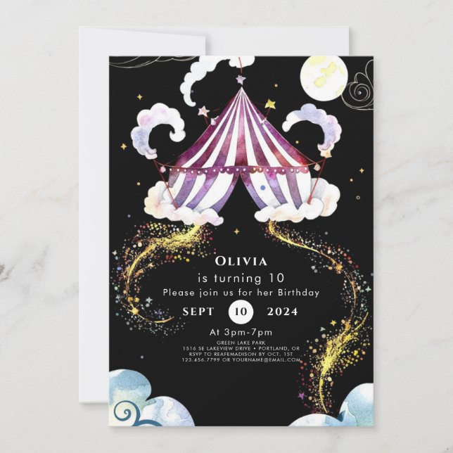 Pastel Vibrant Circus Birthday Inbjudningar (Framsida)