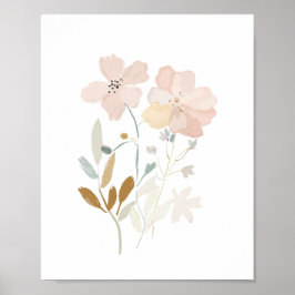 Pastel Vild Flowers Romantic Bouquet Watercolor Poster