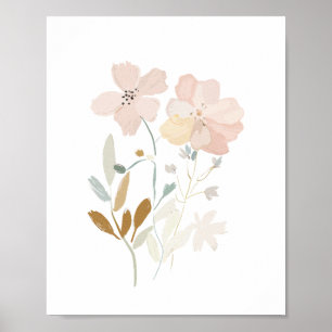 Pastel Vild Flowers Romantic Bouquet Watercolor Poster