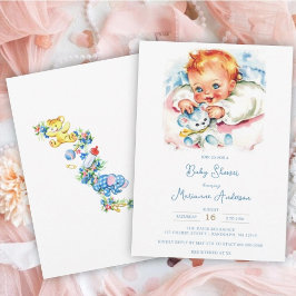 Pastel Vintage Baby Girl Baby Shower Invitation Inbjudningar