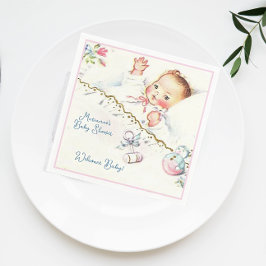 Pastel Vintage Flicka Baby Shower Pappersservett