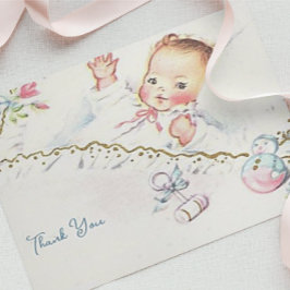 Pastel Vintage Flicka Baby Shower Tack Kort