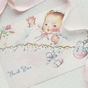 Pastel Vintage Flicka Baby Shower Tack Kort