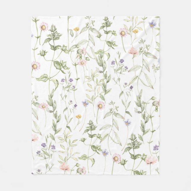 Pastel Vintage Flowers Fleecefilt (Framsidan)