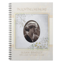 Pastel Vintage Flowers Funeral Memorial Guest Bok Anteckningsbok