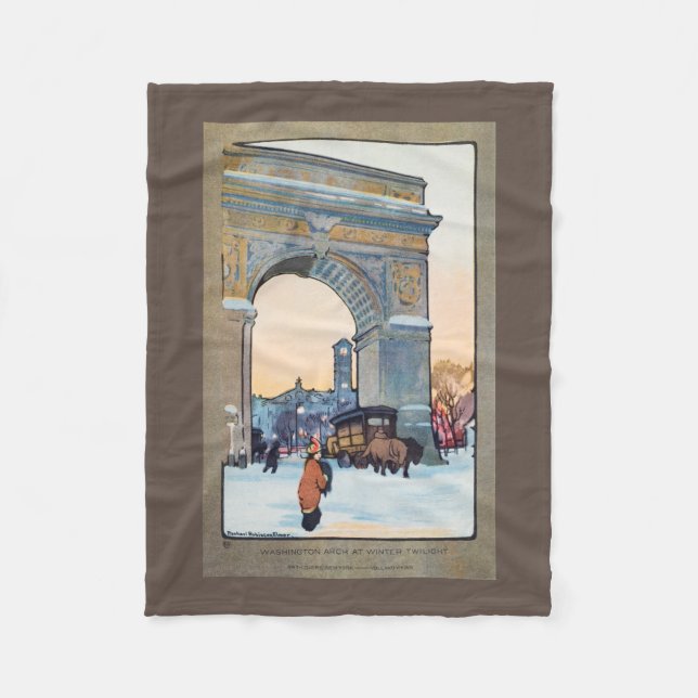 Pastel Vintage Washington Arch vid Winter Twilight Fleecefilt (Framsidan)